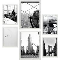 POSTER Set Mit 6 New York Schwarzweiß A3 & A4 Schwarzer Rahmen - Schwarz, Papier (29/3cm) - Nacnic