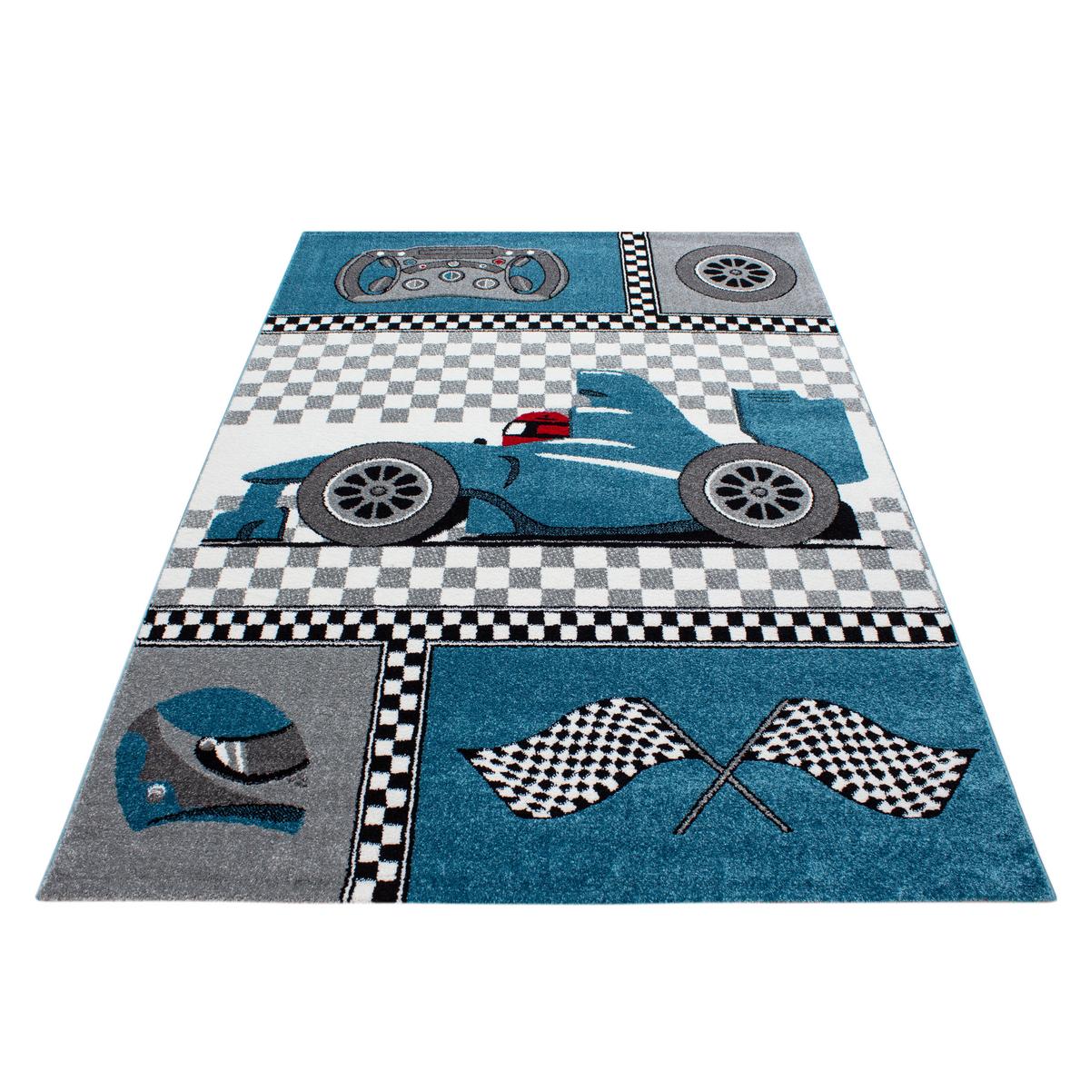KINDERTEPPICH TASNA, mit Rennwagen-Motiv, Blau, 200 x 290 cm - Blau, Textil (290/200cm) - KADIMA DESIGN