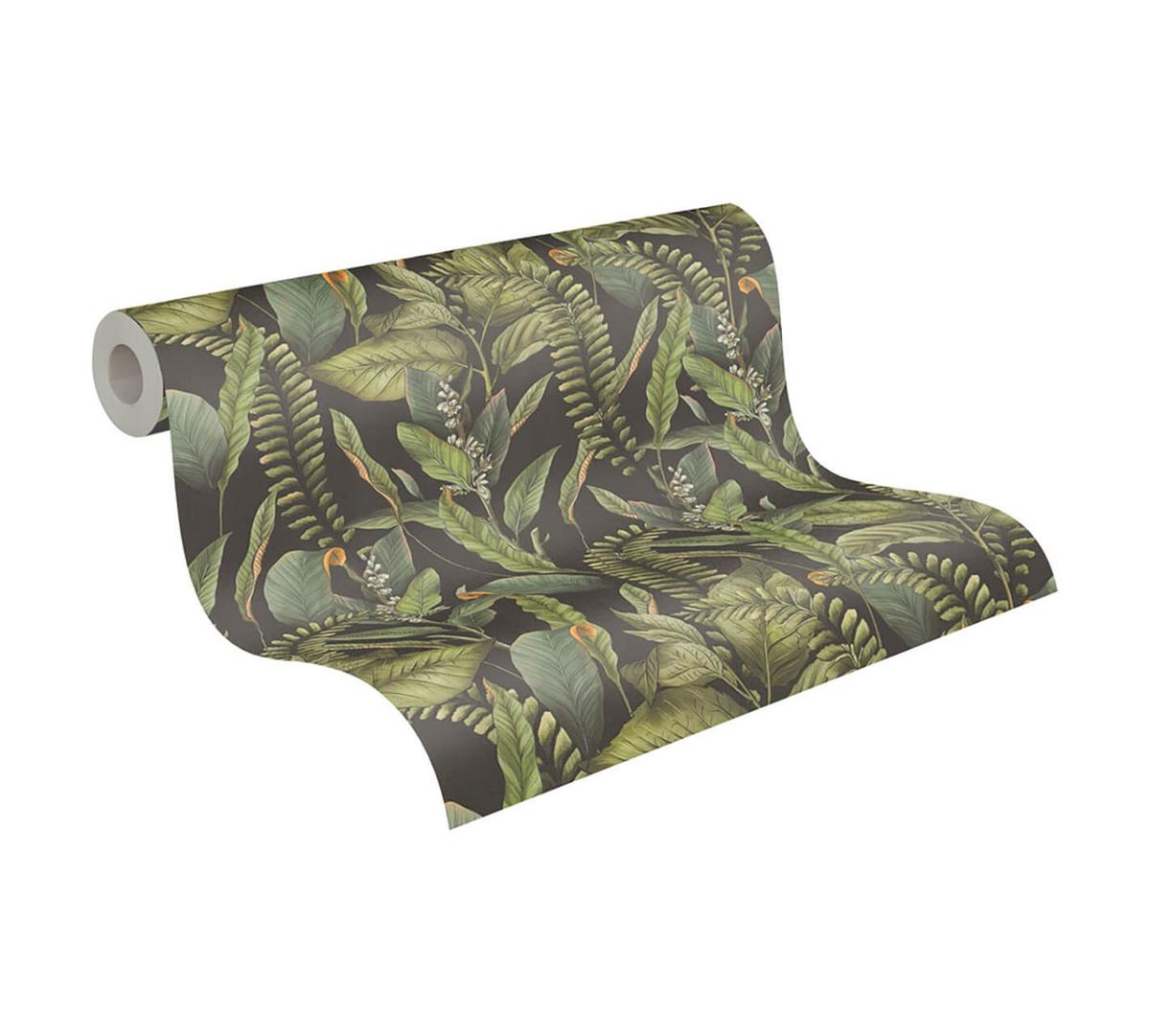VLIESTAPETE Grün 53/1005 cm - Schwarz, Textil (53/1cm) - KUNSTLOFT