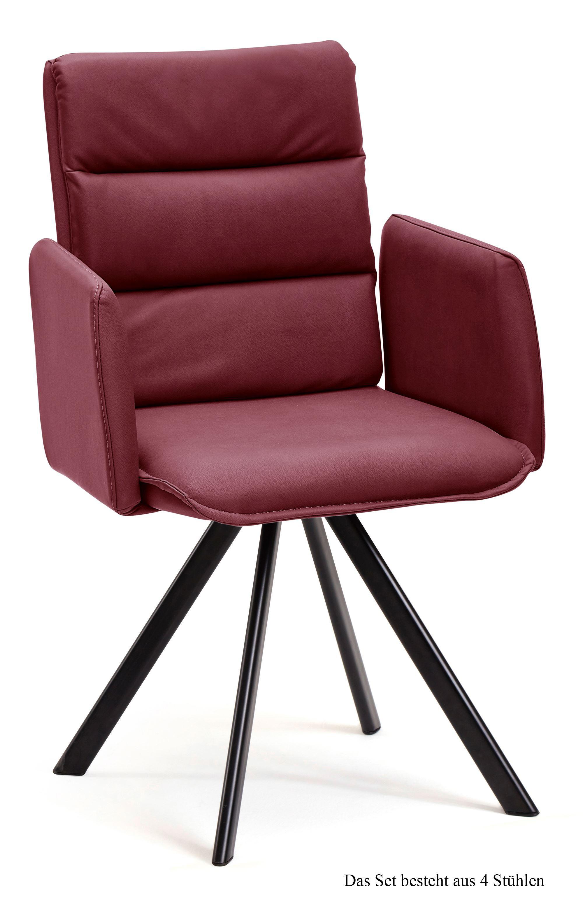 ARMLEHNSTUHL (4er-Set) Debby 52x92x60 Schwarz/Marsala - Brombeere/Schwarz, Kunststoff (60/92/52cm) - 58aufmkessel