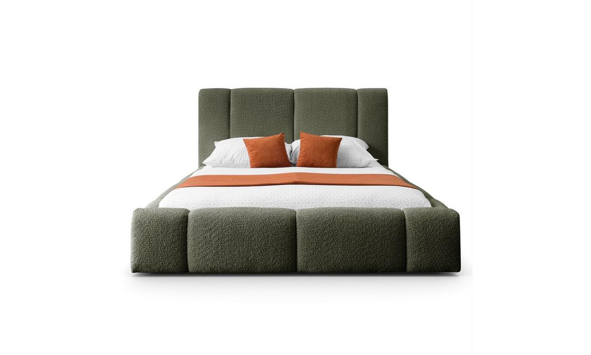 POLSTERBETT ELENA 160x200 cm Olivgrün (Anthology 12), 34 Holzlatten, Kopfteil 108 cm - Grün, Textil (160/200cm) - Lookway