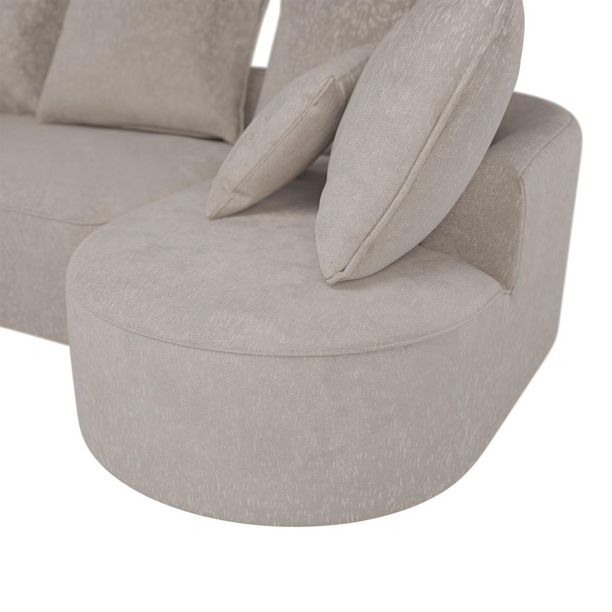 SOFA Tirano Samt Beige mit Ottomane rechts - Beige, Textil (300/102cm) - Juskys