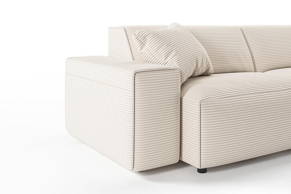 SOFA RANI Cremeweiß Cord - Creme/Schwarz, Kunststoff/Textil (256/71/101cm) - KAWOLA