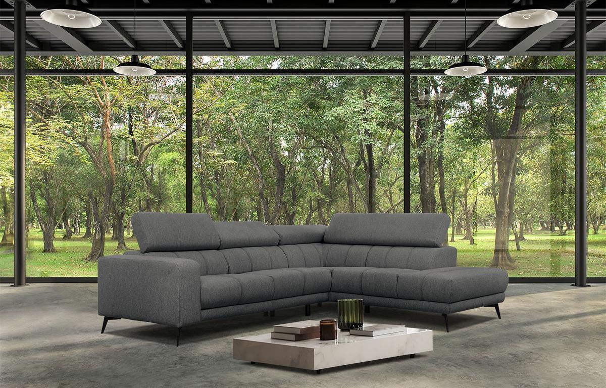 ECKSOFA MORELLO 5-Sitzer, dunkelgrau - Dunkelgrau/Schwarz, Holzwerkstoff/Textil (287/228cm) - Wozimo