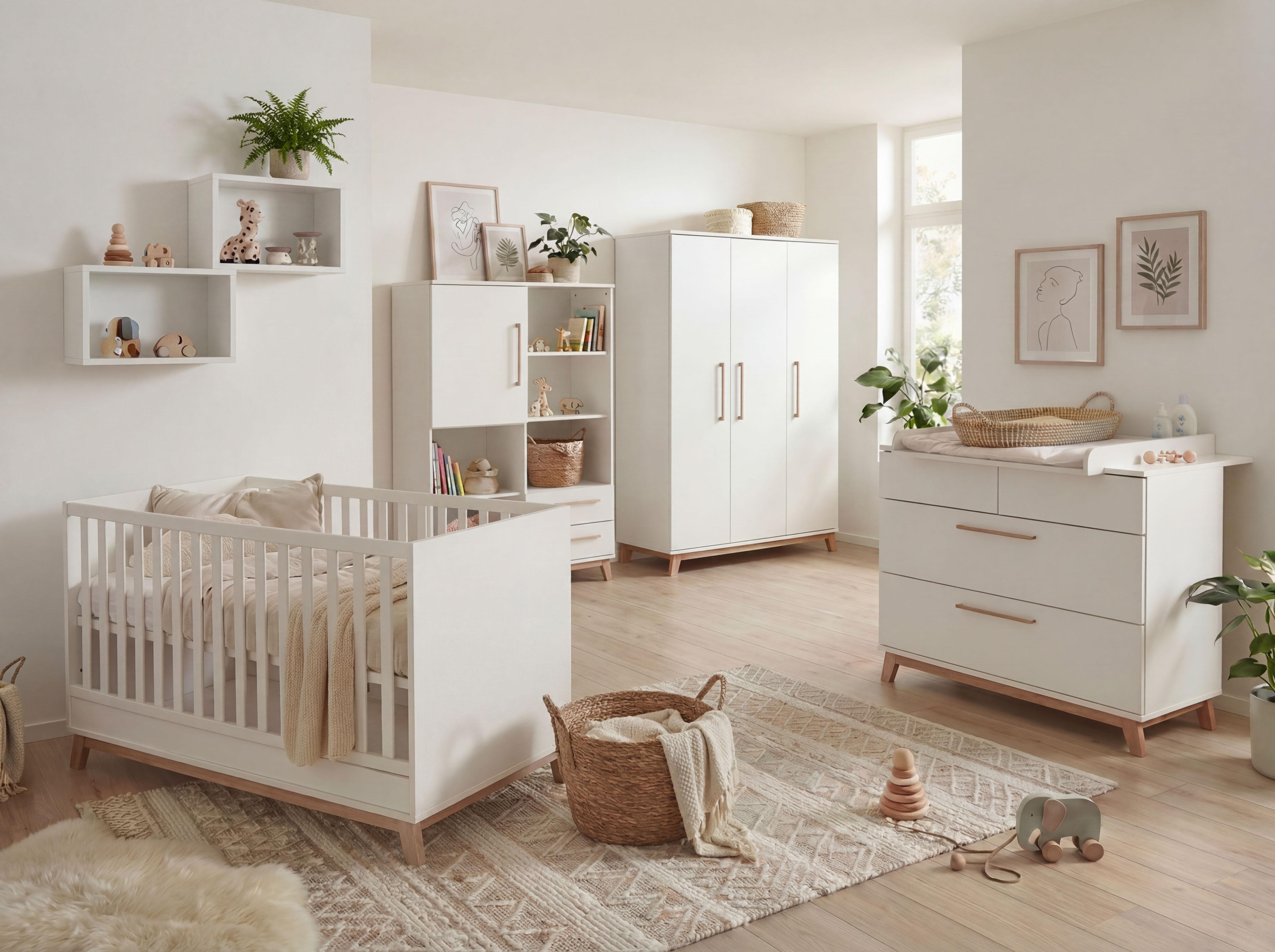 BABYZIMMER Mega-Set LINA 6-tlg. - Walnussfarben/Weiß, Holz/Holzwerkstoff (1/1/1cm) - arthur berndt