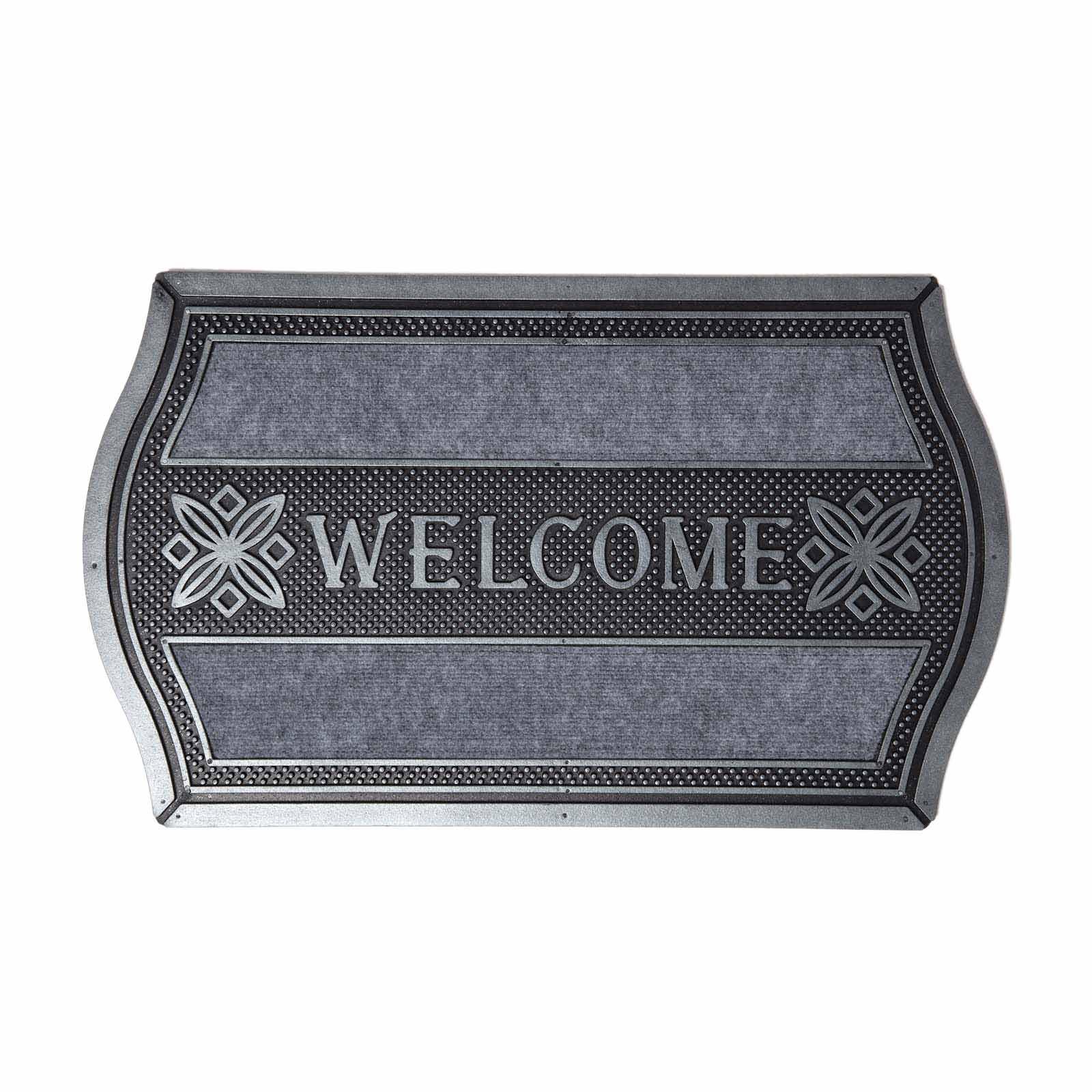 FUSSMATTE Welcome silber-grau, geschwungen 45/75 cm - Grau, Naturmaterialien (45/75cm) - Homescapes