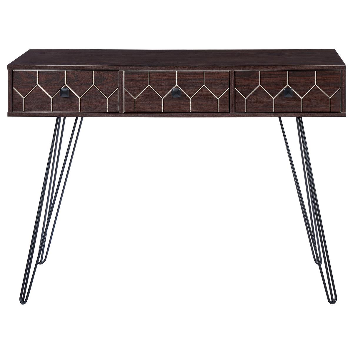 KONSOLENTISCH dunkler Holzfarbton/schwarz 3 Schubladen Malsala - Dunkelbraun/Schwarz, Holzwerkstoff (39/110/79cm) - Beliani