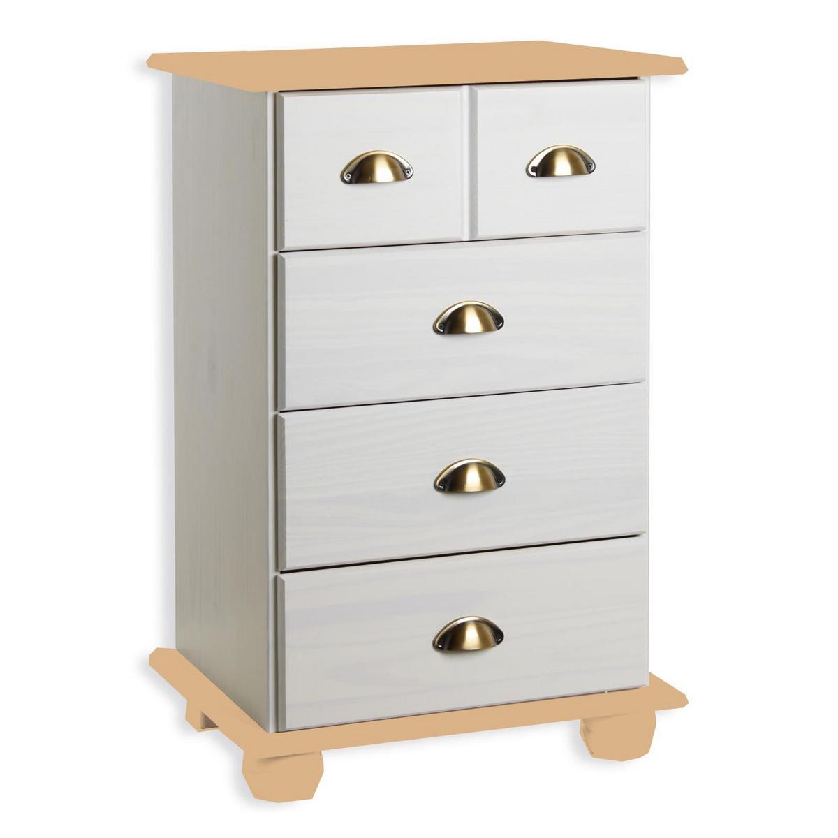 APOTHEKERKOMMODE COLMAR weiß/braun - Weiß/Braun, Holz (49/80/39cm) - IDIMEX