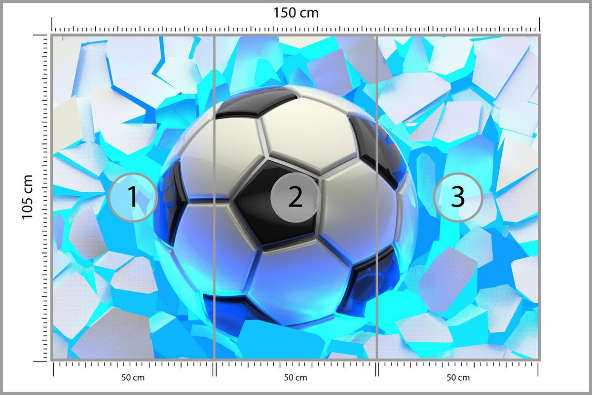 FOTOTAPETE Fußball Abstraktion 3D Effekt 150x105 - Schwarz/Weiß, Papier (150/105cm) - Muralo