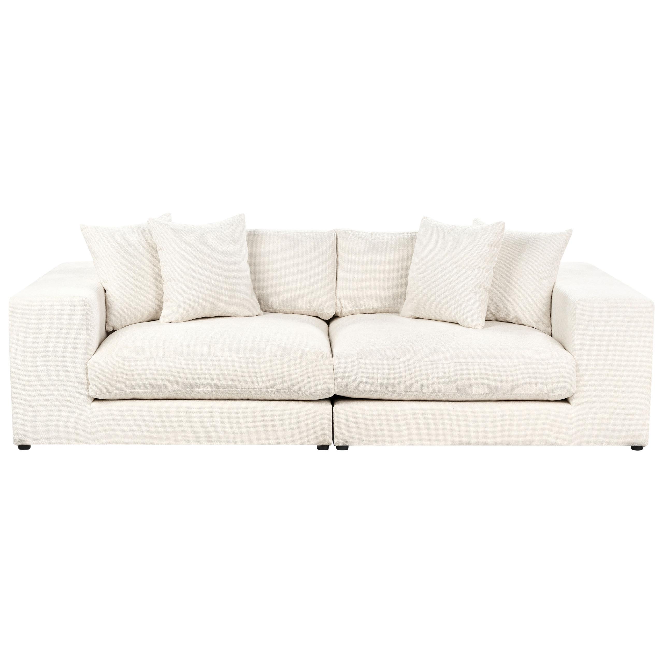 3-SITZER-SOFA cremeweiß mit Kissen Glorvika II - Weiß, Textil (240/58/120cm) - Beliani
