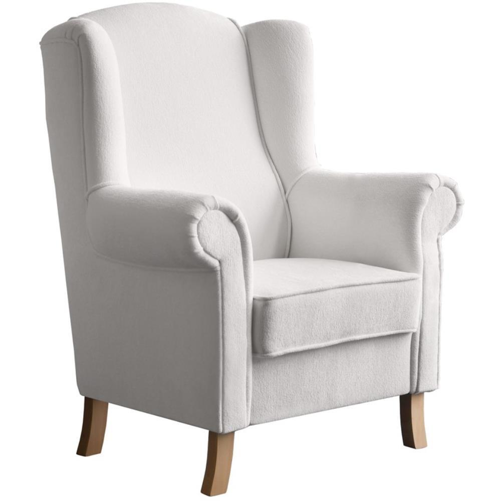 OHRENSESSEL Leonardo beige boucle-stoff - Beige, Holz/Textil (88/118/86cm) - Beautysofa