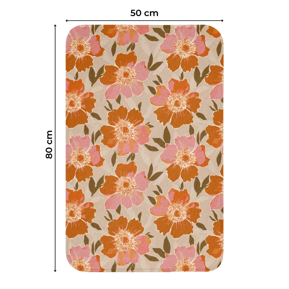 WC-VORLEGER Blumen - Motiv - Retro WC Teppich 50x80 cm - Multicolor, Textil (50/1cm) - OnlyWow
