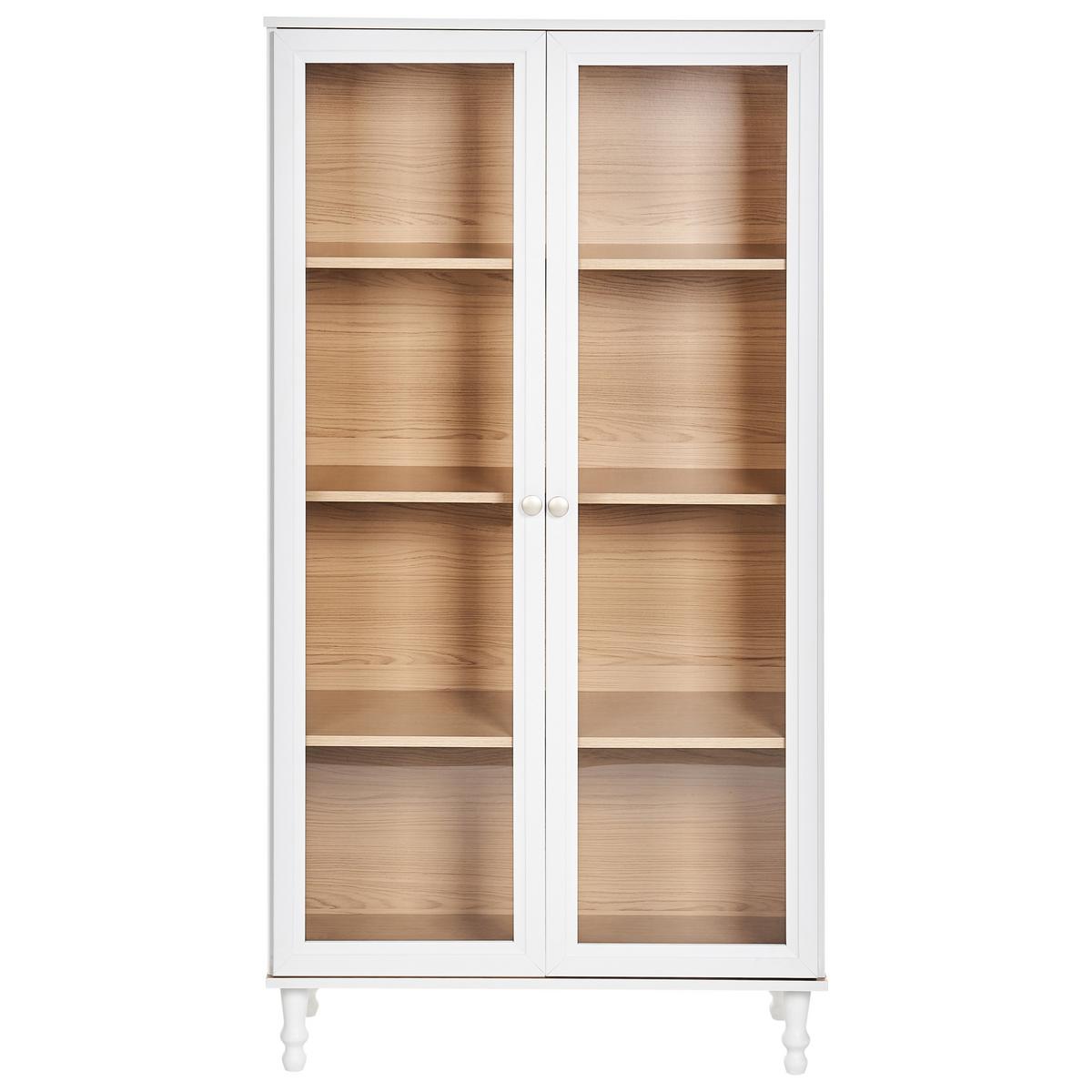 VITRINE mit Glastüren 80 cm Weiß Tingledale - Weiß, Holzwerkstoff (80/151/40cm) - Beliani