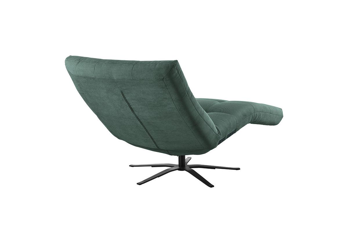 RELAXLIEGE LETICIA Smaragdgrün Cord Drehbar (360°), Relaxfunktion - Smaragdgrün/Schwarz, Textil/Metall (82/115/156cm) - KAWOLA