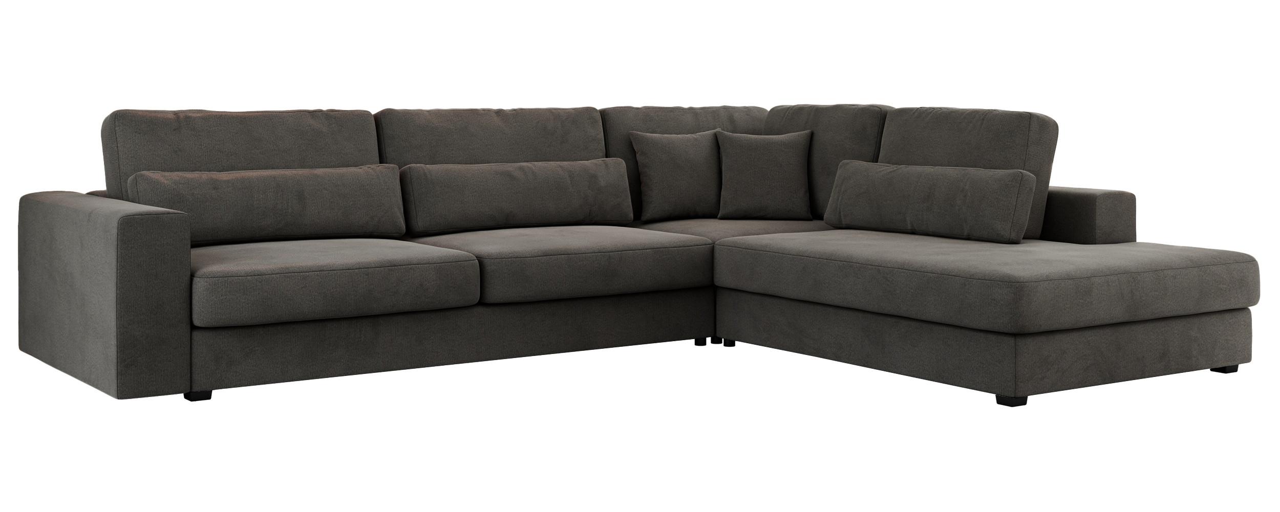 ECKSOFA Savona Dunkelgrau Velvet - rechts - Dunkelgrau/Schwarz, Kunststoff/Textil (249/316cm) - MKS
