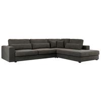 ECKSOFA Savona Dunkelgrau Velvet - rechts - Dunkelgrau/Schwarz, Kunststoff/Textil (249/316cm) - MKS