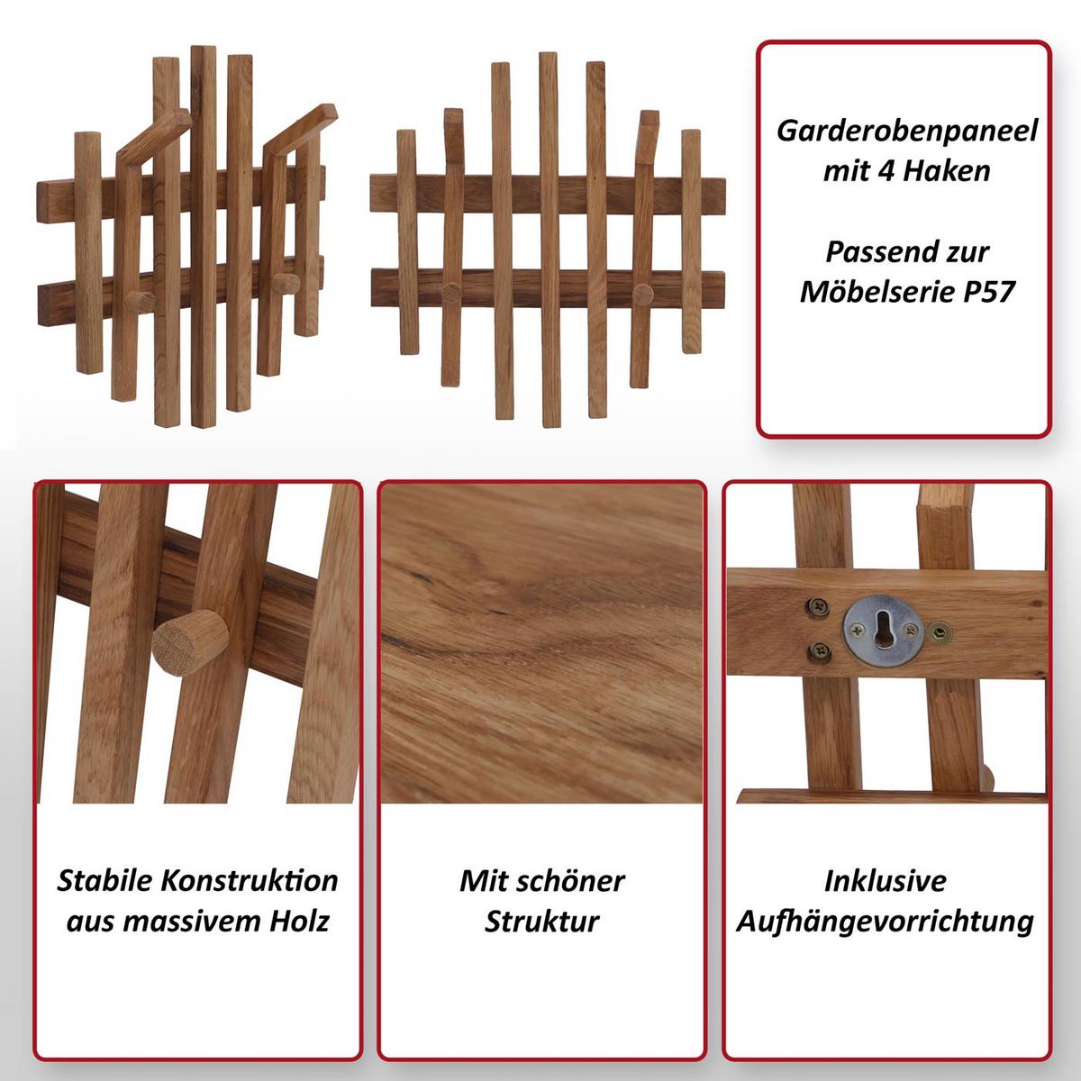 GARDEROBENPANEEL Eiche Dekor - Eiche Wotan, Holz (38/40/12cm) - MCW