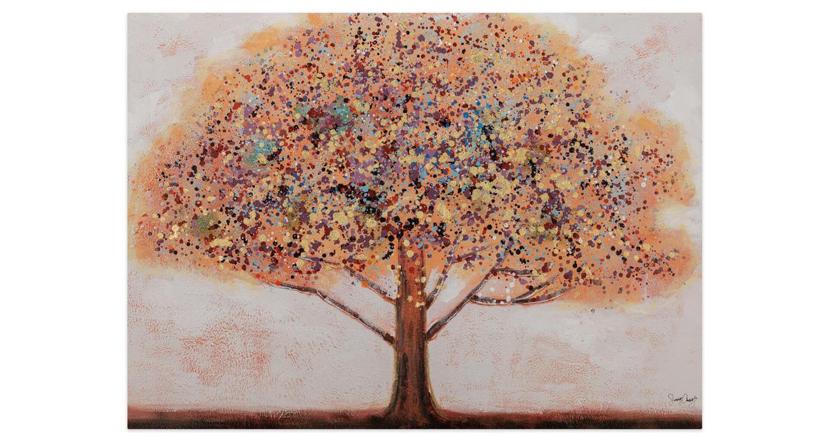 ACRYLBILD HANDGEMALT 100/70 cm - Rot/Orange, Holz/Textil (100/70cm) - KUNSTLOFT