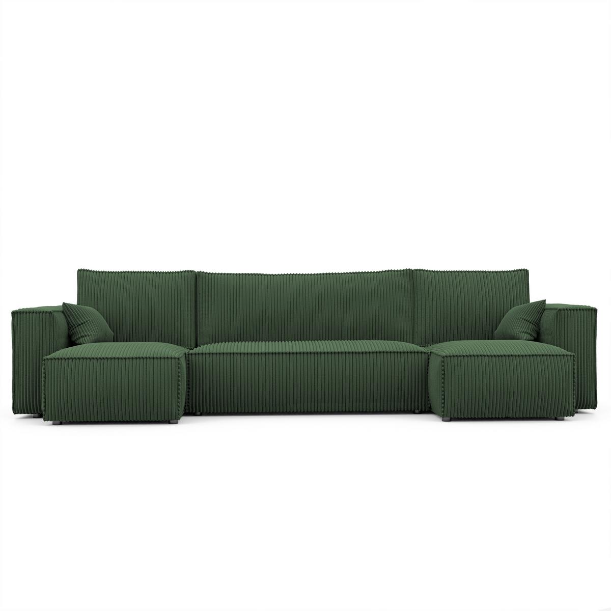 ECKSOFA mit Schlaffunktion und Bettkasten, Grün - Grün, Holzwerkstoff/Textil (312/145cm) - Idohome