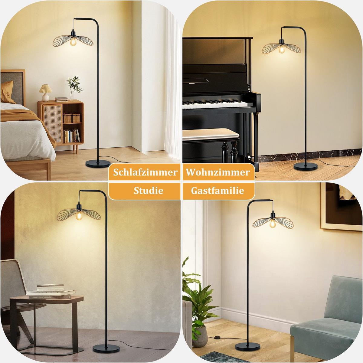 STEHLAMPE CARLOTA Ⅲ 25/39/144 cm - Schwarz, Metall (25/39/144cm) - Nettlife