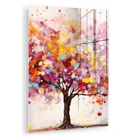 ACRYLGLASBILD Aquarell - Baum - Kunst - Abstrakt 60x80 cm - Multicolor, Glas (60/80cm) - MuchoWow