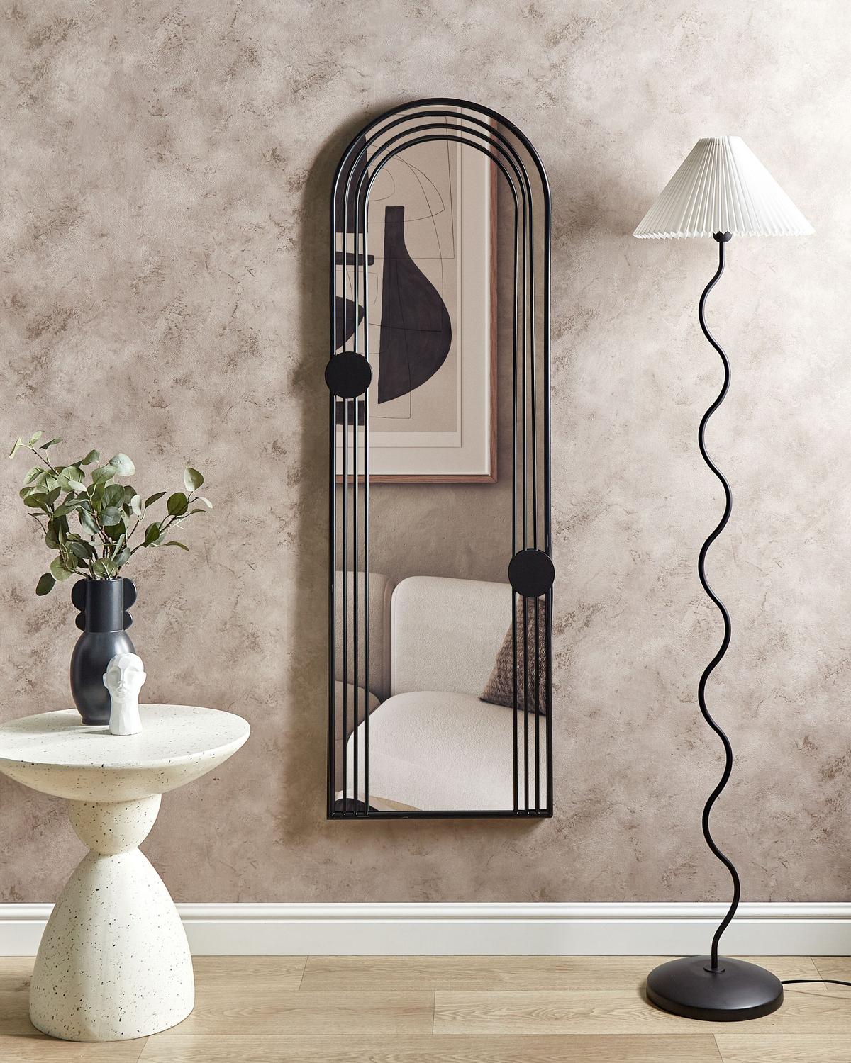 WANDSPIEGEL schwarz Metall 45/146 cm Ajain - Schwarz, Metall (45/146/3cm) - Beliani