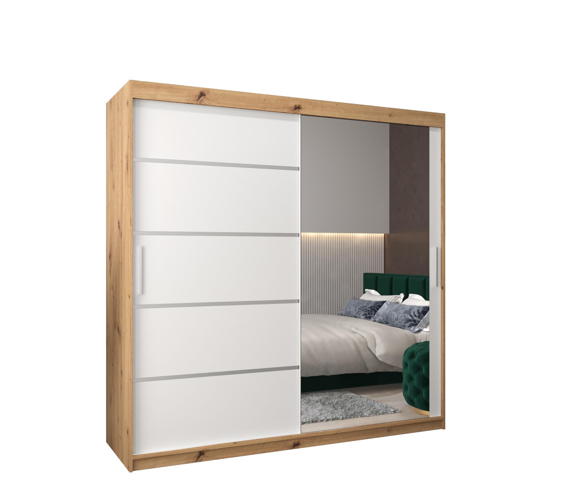 SCHWEBETÜRENSCHRANK 200/200/62 2-türig - Silberfarben/Weiß, Holz/Kunststoff (200/200/62cm) - MÖBEL KRYSPOL