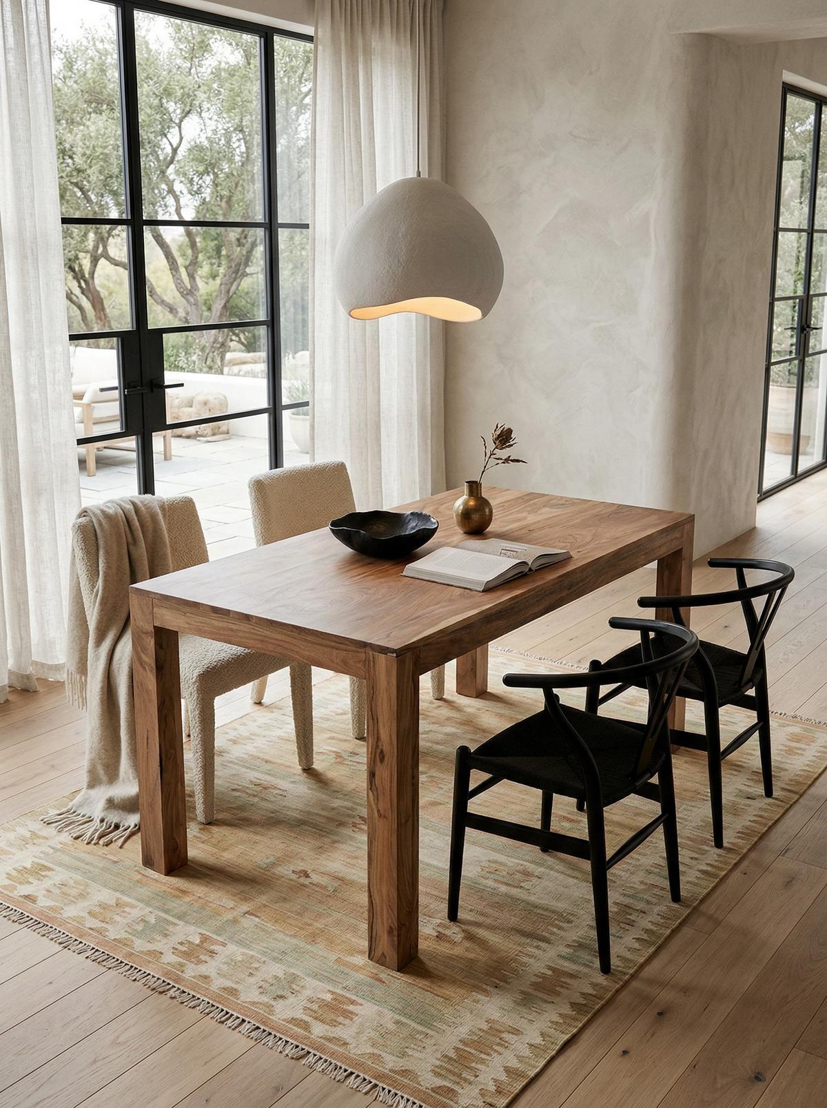 ESSTISCH Massivholz Akazie Rechteckig Handgefertigt NAKO, Beige 120x60x76 cm - Hellbraun/Beige, Akazienholz/Holz (60/120/76cm) - KADIMA DESIGN