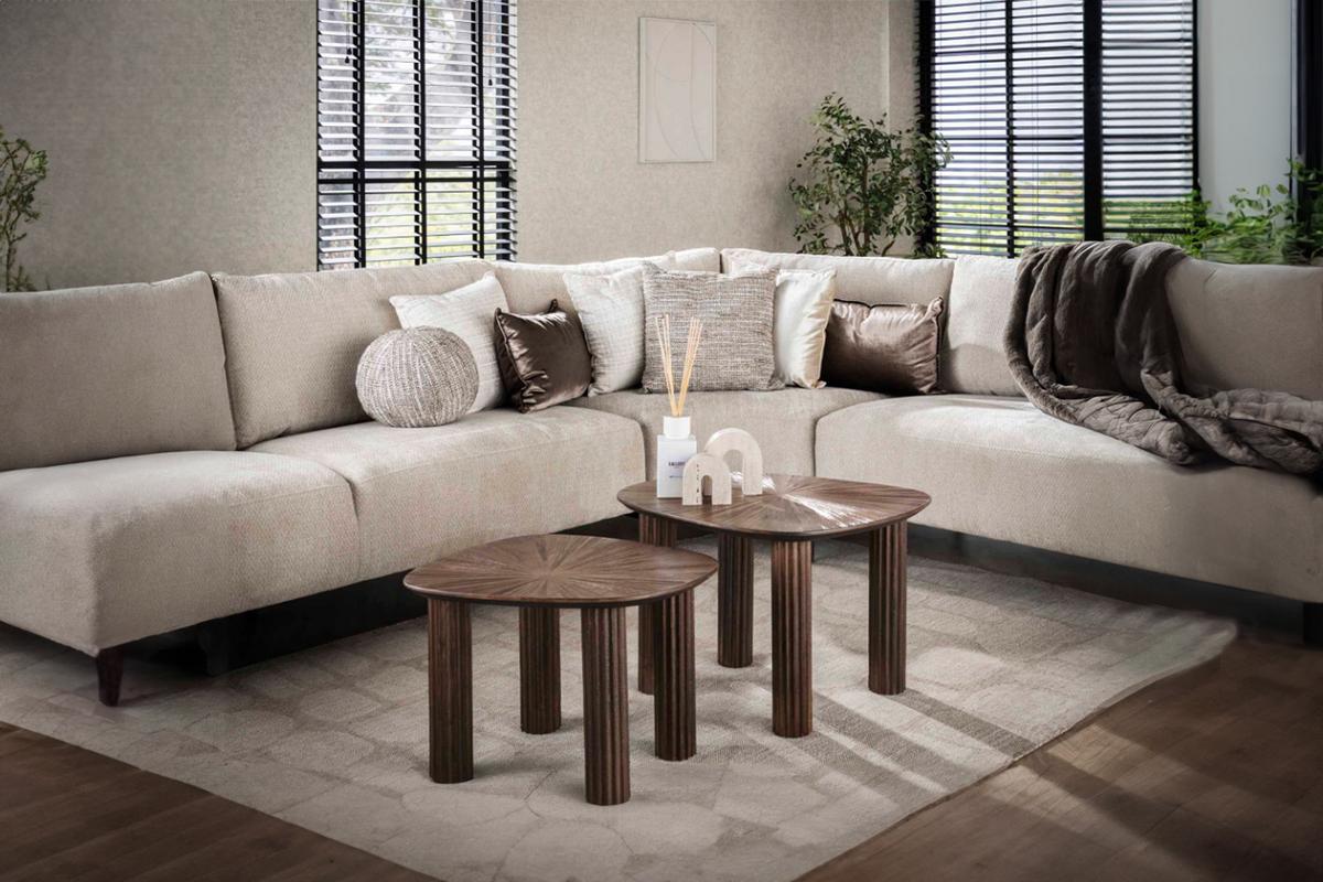 COUCHTISCH INKA 2ER SET Braun Teakholz - Braun, Teakholz/Holz (61/76/38cm) - KAWOLA