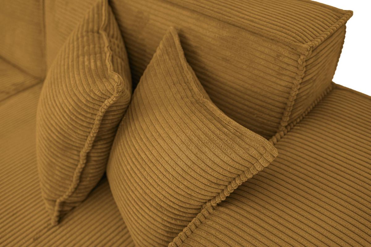 ECKSOFA Hana Loft 3-Sitzer Ecke Rechts, Cordstoff Chenille, Senf 241/80/168 cm - Gelb/Schwarz, Textil/Metall (241/168cm) - WFL GROUP