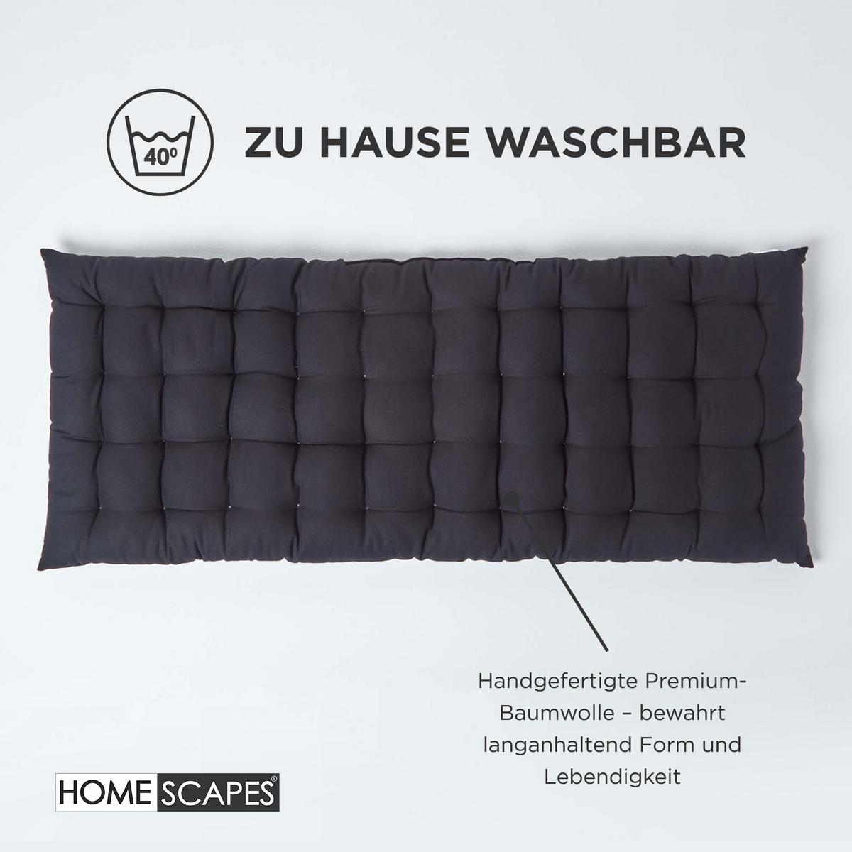 BANKAUFLAGE 3-Sitzer schwarz 143/48/5 cm - Schwarz, Textil (143/48/5cm) - Homescapes
