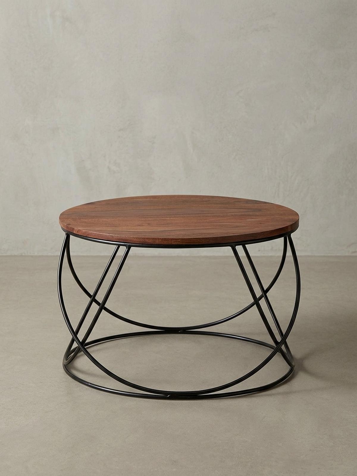 COUCHTISCH Industriestil in Braun, Sheesham-Massivholz Handgefertigt - Schwarz/Braun, Holz/Metall (60/60/40cm) - KADIMA DESIGN