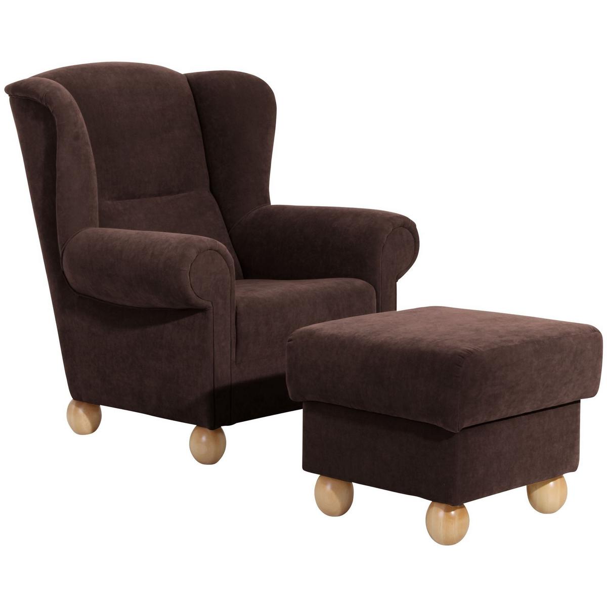 OHRENBACKENSESSEL Kasha Bezug Veloursstoff Buche natur / braun - Buchefarben/Braun, Kunststoff (93/103/87cm) - 58aufmkessel