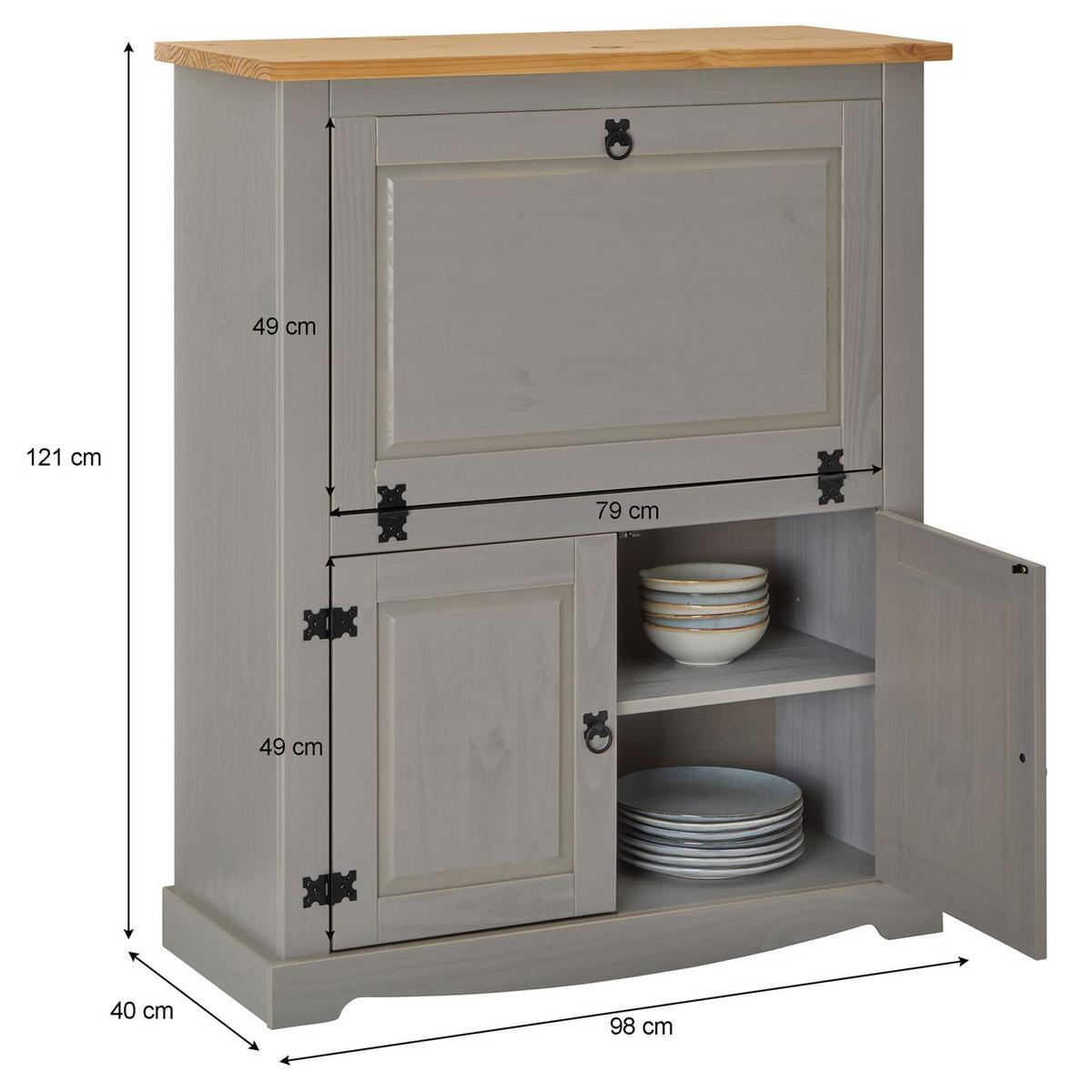 MEXICO MÖBEL WEINSCHRANK TEQUILA grau/braun - Braun/Grau, Holz (98/121/40cm) - IDIMEX