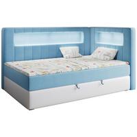 BOXSPRINGBETT JUNIOR GOLD 3 90/200 Blau/Weiß - rechte Seite - Blau/Weiß, Holz/Textil (90/200cm) - MKS