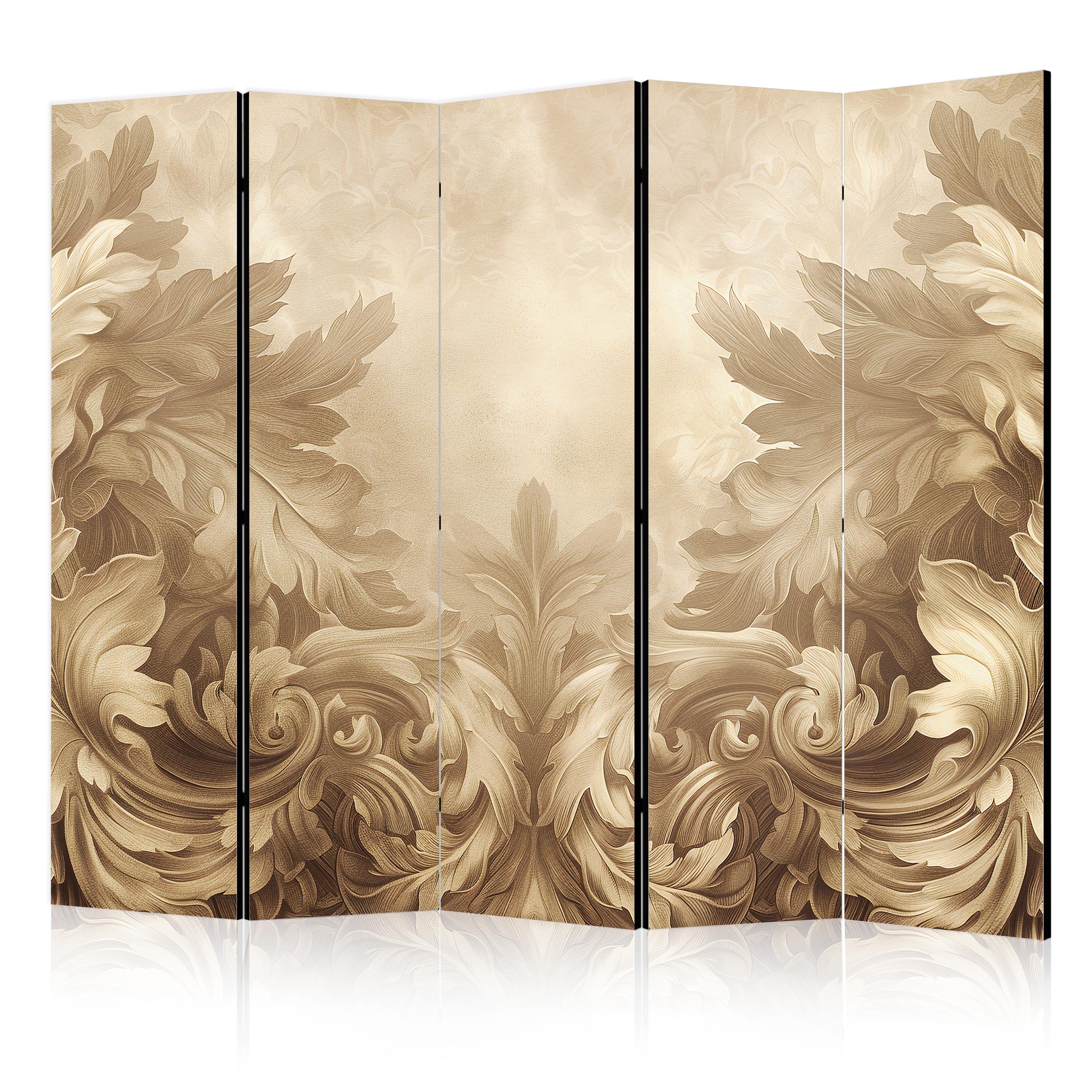 PARAVENT 5-tlg 225x172 cm Barocke Ornamente - Braun, Holz/Textil (225/172/3cm) - Muralo