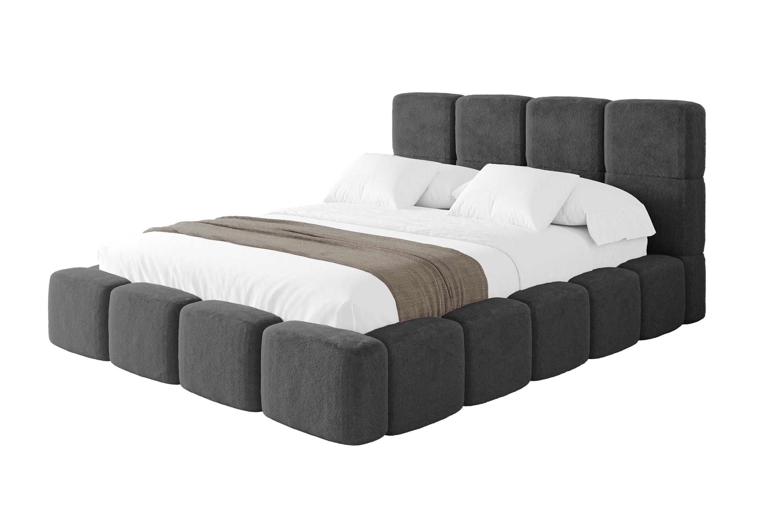 POLSTERBETT mit Bettkasten und Lattenrost mit Kopfteil, Boxbett ohne Matratze, mit Stauraum - NATA 200x200 Dunkelgrau - Dunkelgrau, Holzwerkstoff/Textil (200/200cm) - ALTDECOR