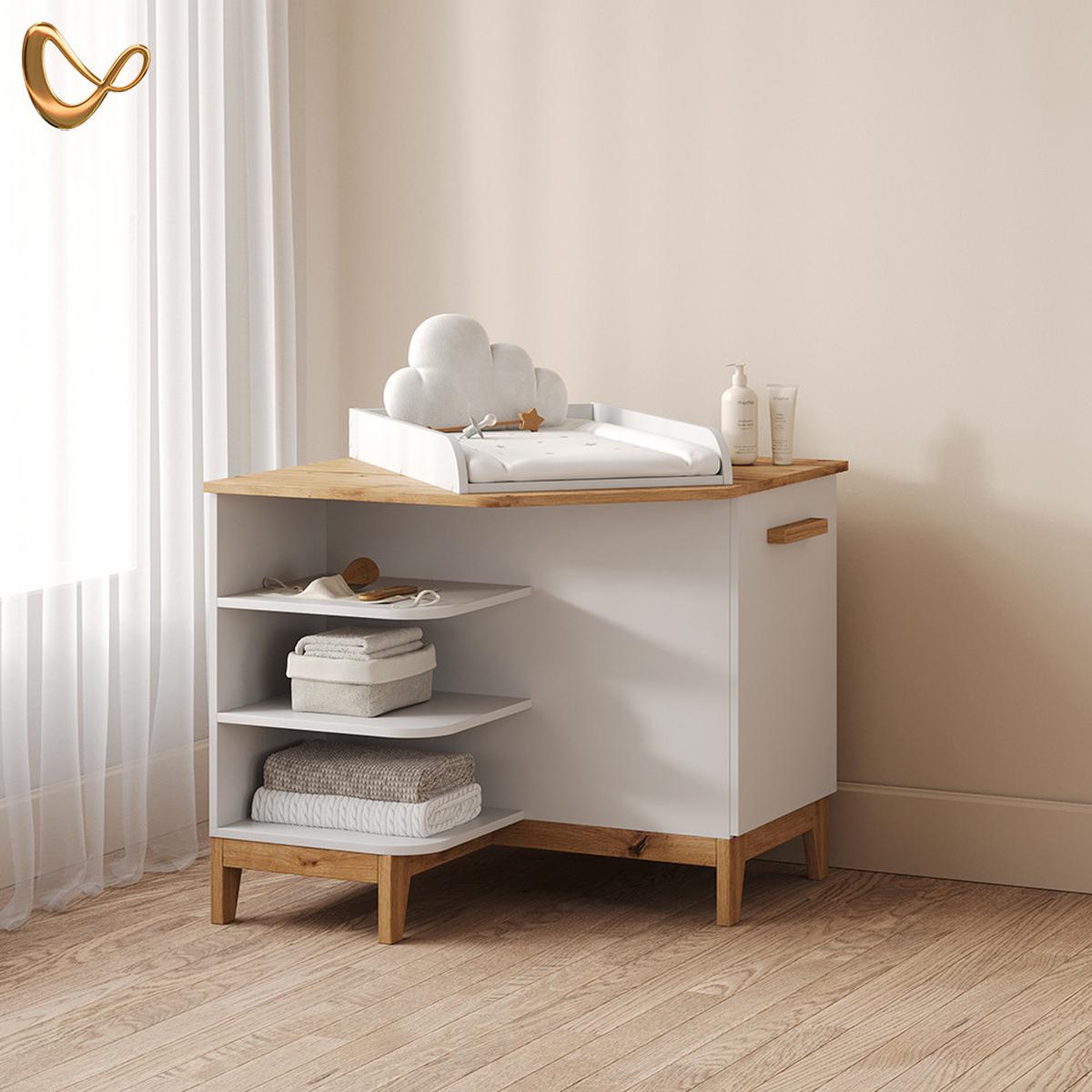 WICKELKOMMODE Mailo Weiß/Artisan mit Tür - Weiß/Eiche Artisan, Holzwerkstoff (85/85.2/85cm) - Livinity®