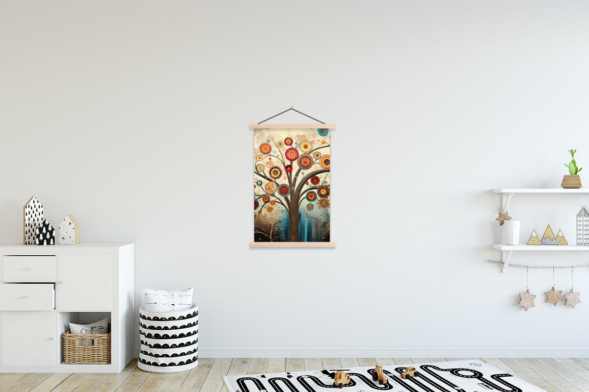 POSTER MIT MAGNETLEISTEN Baum - Baum des Lebens - Farbe Wandbild Schlafzimmer 60x90 cm - Braun, Textil (60/90/0.15cm) - MuchoWow