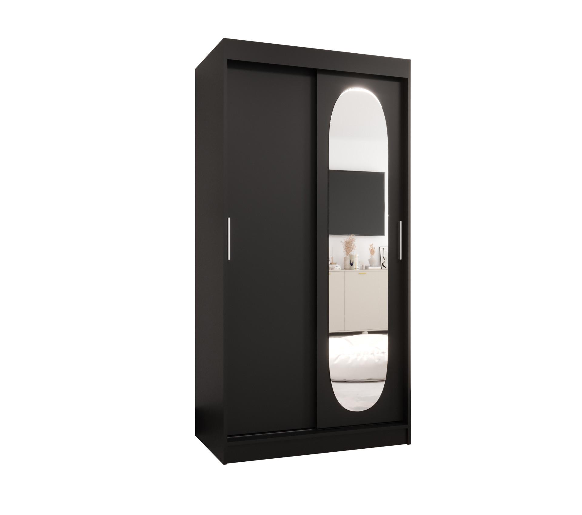 SCHIEBETÜRENSCHRANK mit Spiegel ROYAL 200/100/62 2-türig - Silberfarben/Schwarz, Holz (100/62/100cm) - MÖBEL KRYSPOL