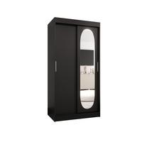 SCHIEBETÜRENSCHRANK mit Spiegel ROYAL 200/100/62 2-türig - Silberfarben/Schwarz, Holz (100/62/100cm) - MÖBEL KRYSPOL
