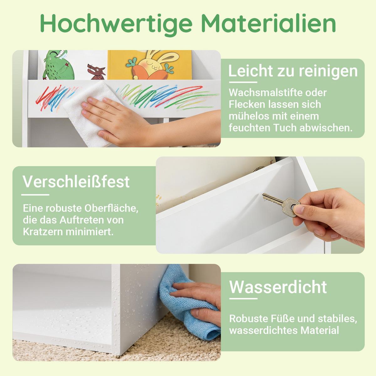 KINDER-BÜCHERREGAL, Kinderregal für Spielzeug, Weiß 68x68x30cm - Weiß, Holzwerkstoff (68/68/30cm) - SoBuy