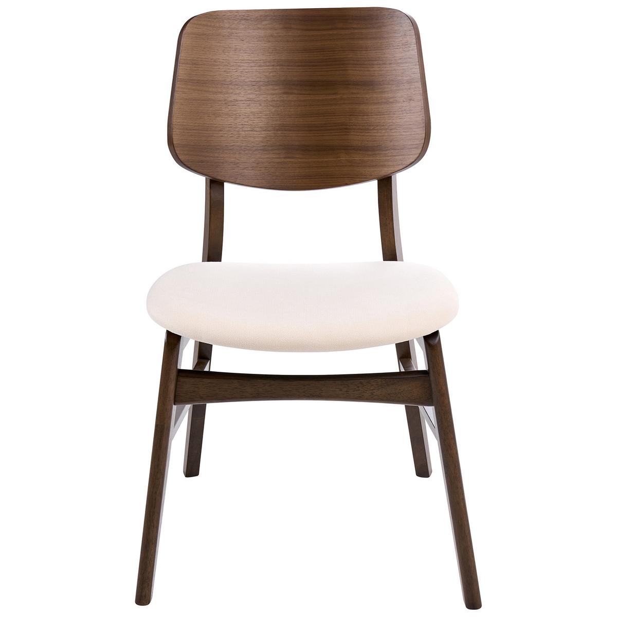ESSZIMMERSTUHL 2er-Set Stoff Cremeweiß/Braun Mayer - Weiß, Textil (50/80/59cm) - Beliani