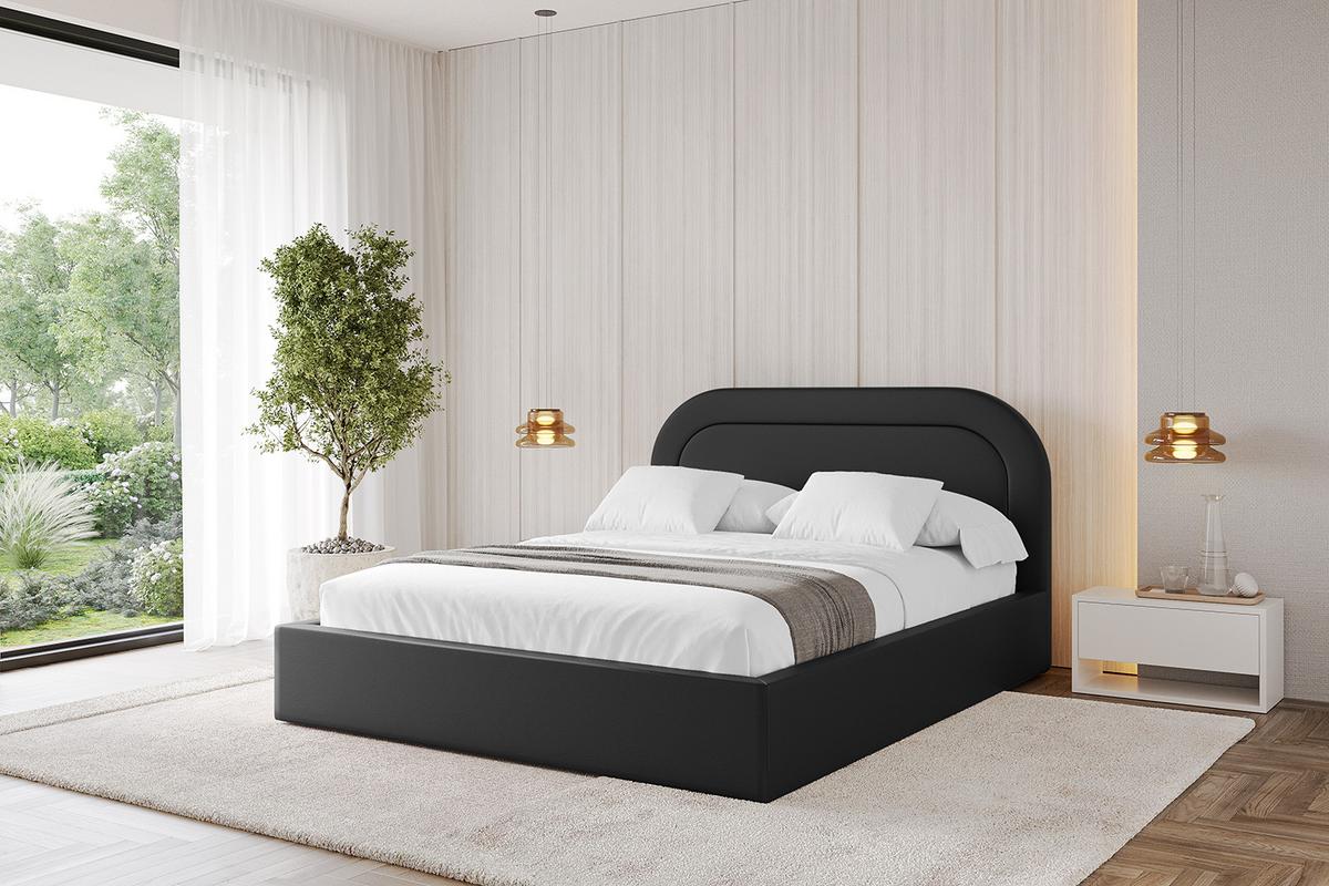 POLSTERBETT mit Bettkasten und Lattenrost, Boxbett ohne Matratze - LERAY 120x200 Schwarz Kunstleder - Schwarz Hochglanz, Holzwerkstoff/Textil (120/200cm) - ALTDECOR