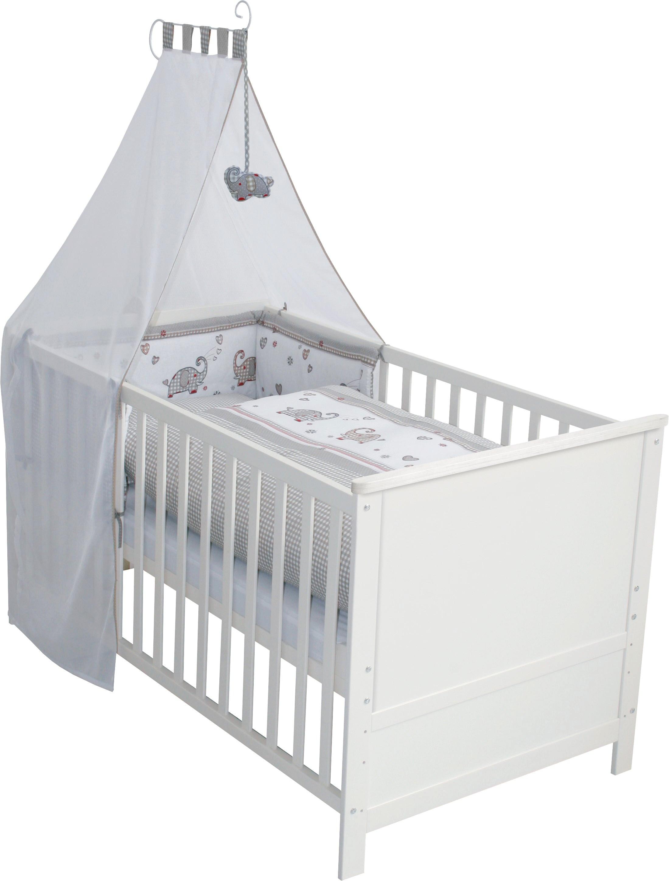 BABYBETT Elefant 70 x 140 cm weiß - Weiß, Holzwerkstoff (70/140cm) - Roba