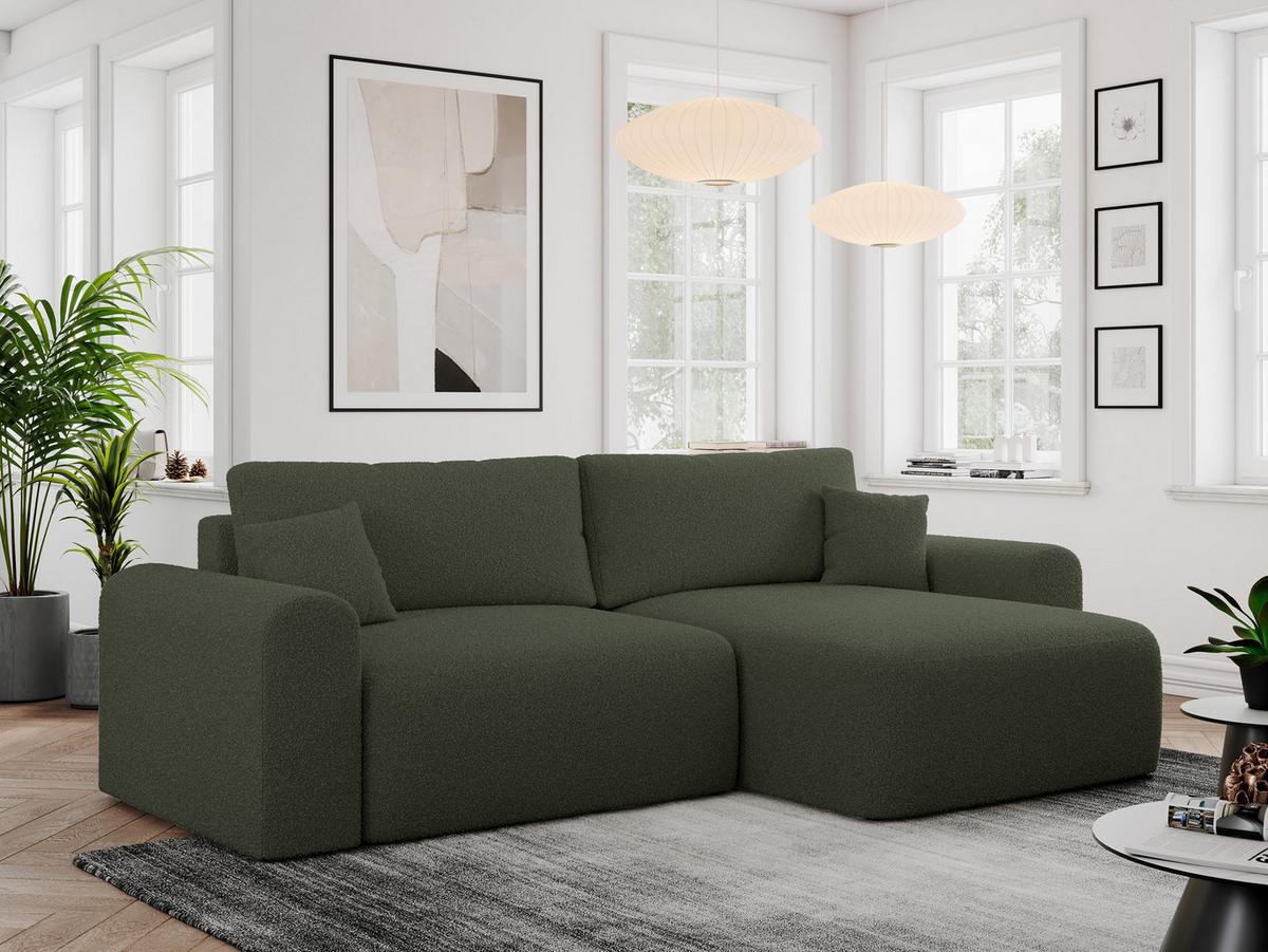 ECKSOFA NELSON Grün Boucle - Schwarz/Grün, Kunststoff/Textil (274/152cm) - MKS
