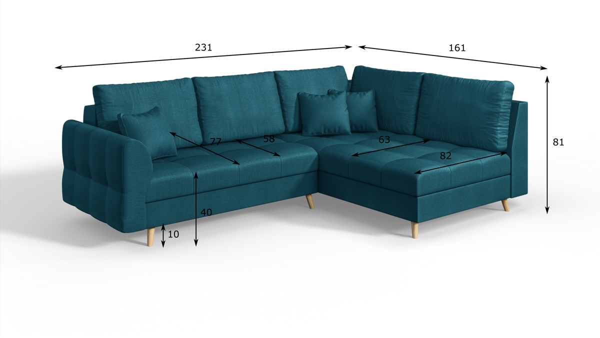 ECKSOFA Lorine Mikrofaser Blau - Blau/Hellbraun, Buchenholz/Textil (231/161cm) - S-Style Möbel