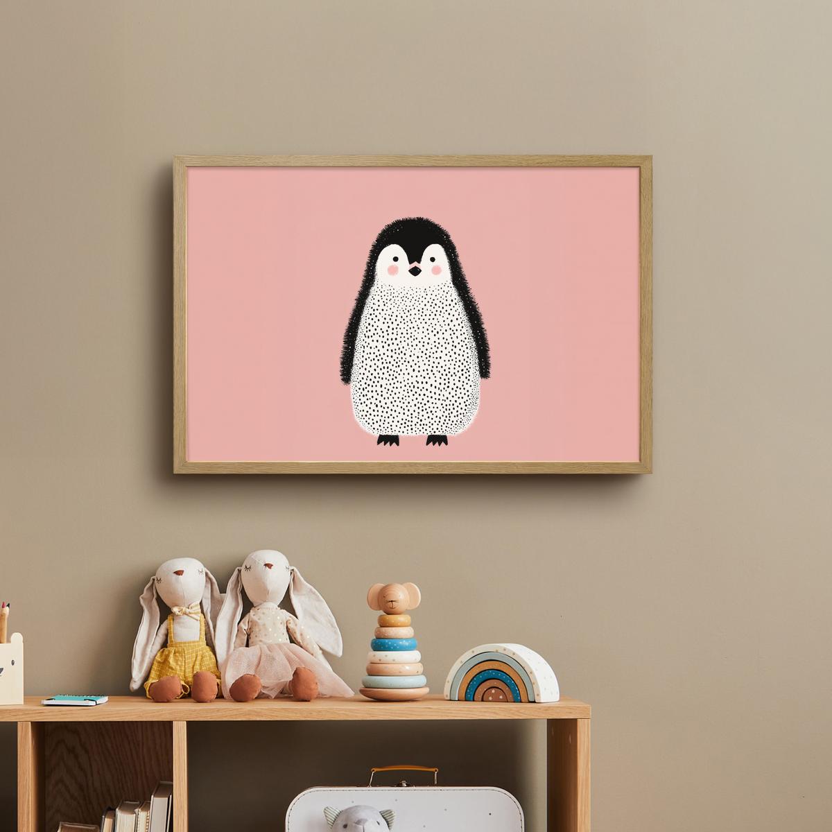 NACHTTISCHLAMPE MIT AKKU Pinguin - Punkte - Minimalistisch - Rosa 60x40 cm - Rosa, Holzwerkstoff (8/60/40cm) - OnlyWow