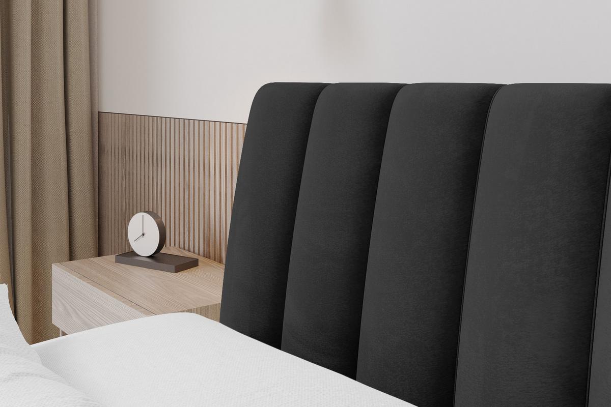 POLSTERBETT mit Bettkasten und Lattenrost, Bett mit Matratze H3/H4 - ILAN 160x200 Schwarz - Schwarz, Holzwerkstoff/Textil (160/200cm) - ALTDECOR