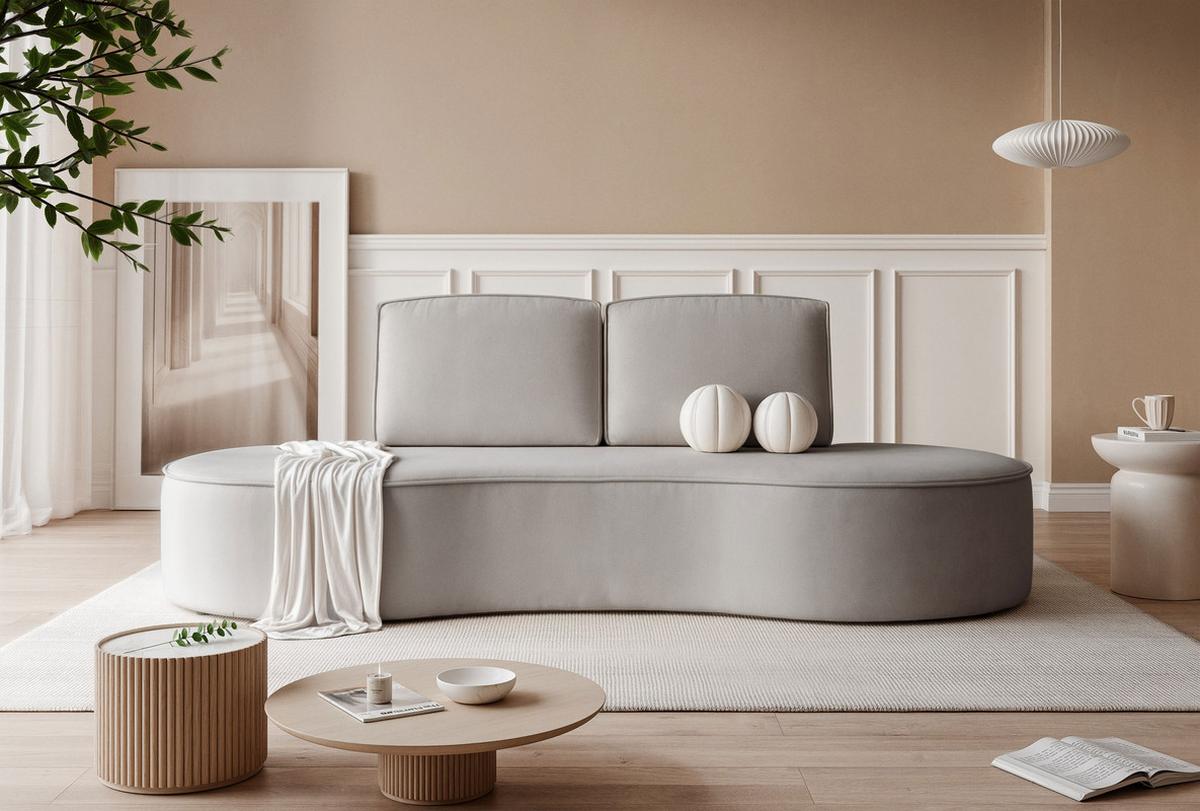 2-SITZER-SOFA SOFIA Veloursstoff in Grau - Grau, Holzwerkstoff/Kunststoff (234/88/101cm) - Idohome